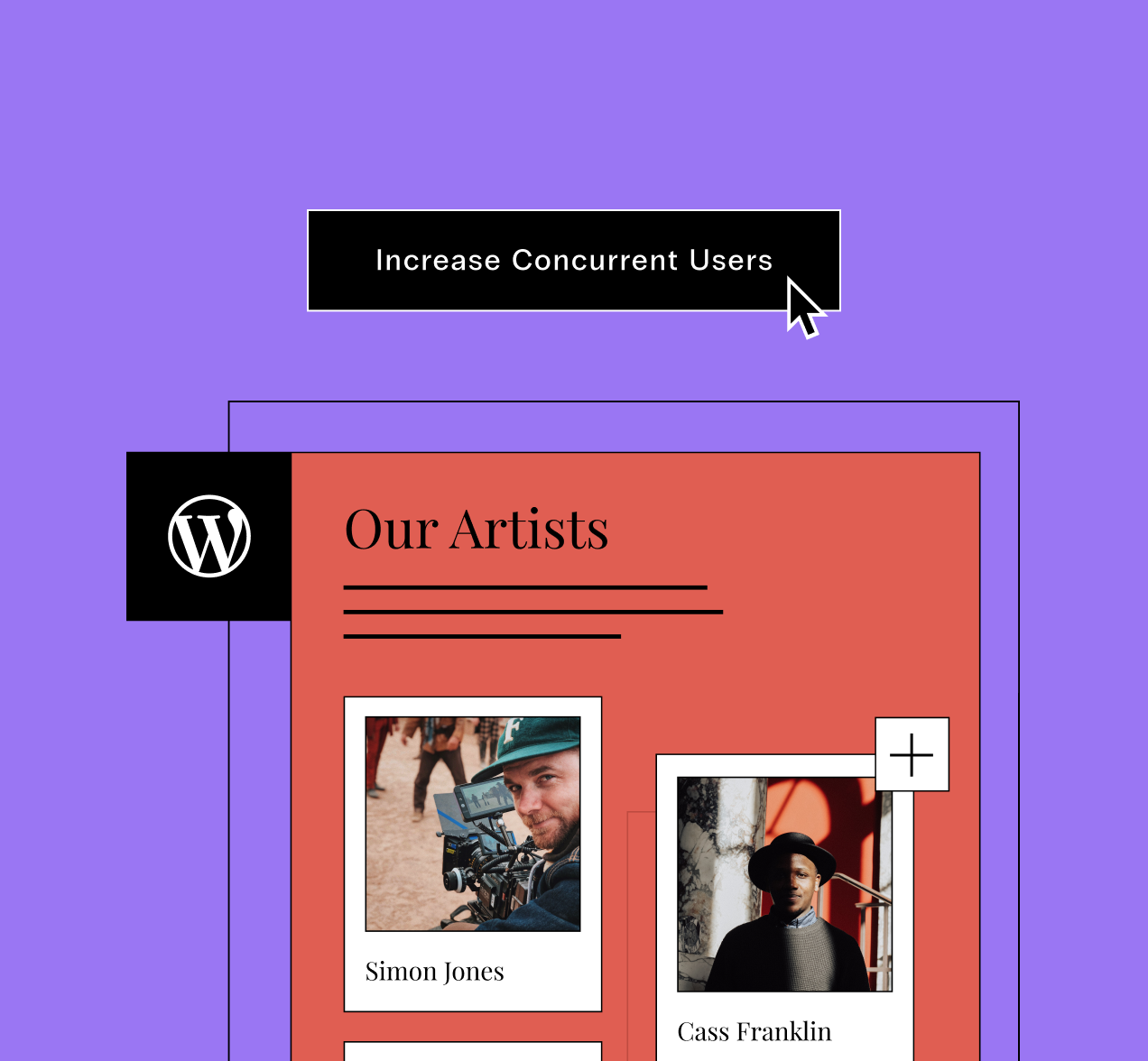 An artist’s website receives heavy traffic, they click increase concurrent users to free up resources without paying extra
