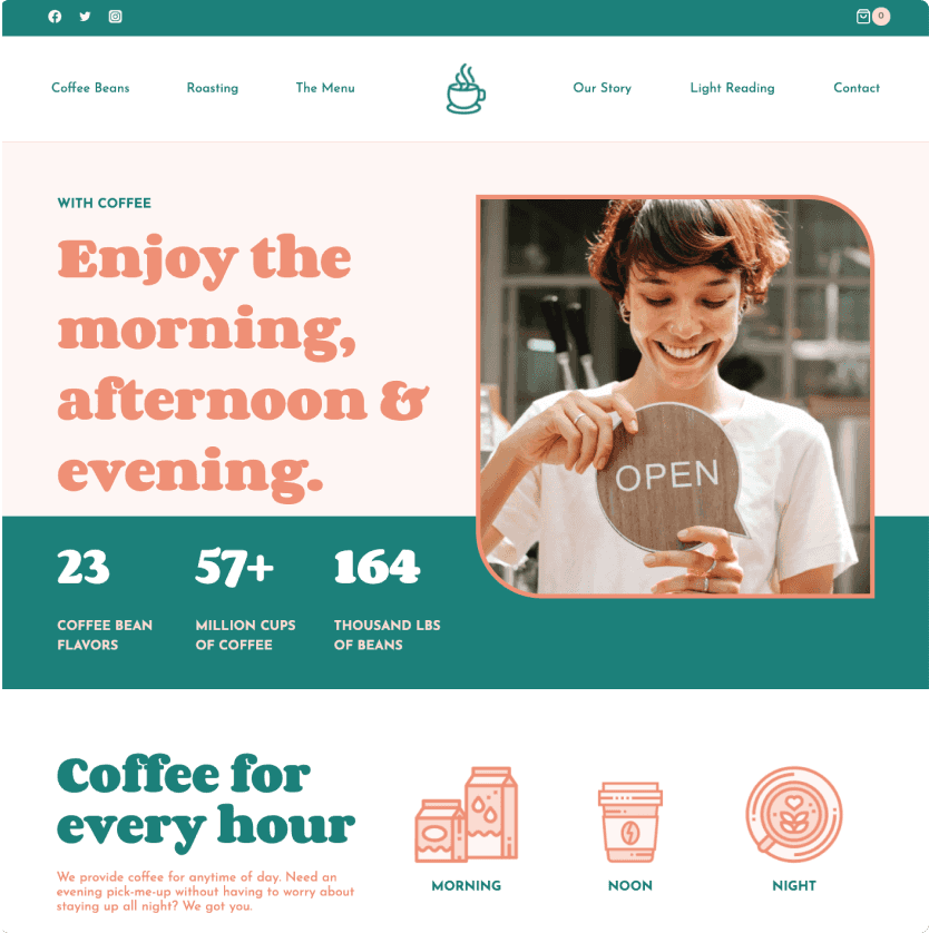 Series of ecommerce website templates for businesses like retail, skincare, pottery and photography