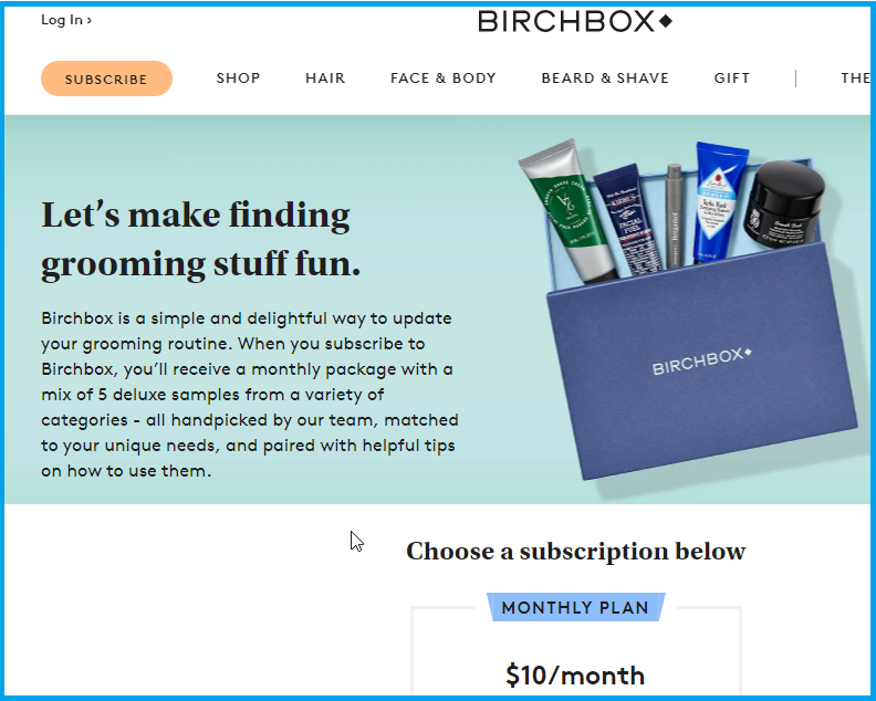 Product bundles make great content for your membership site - Birchbox example