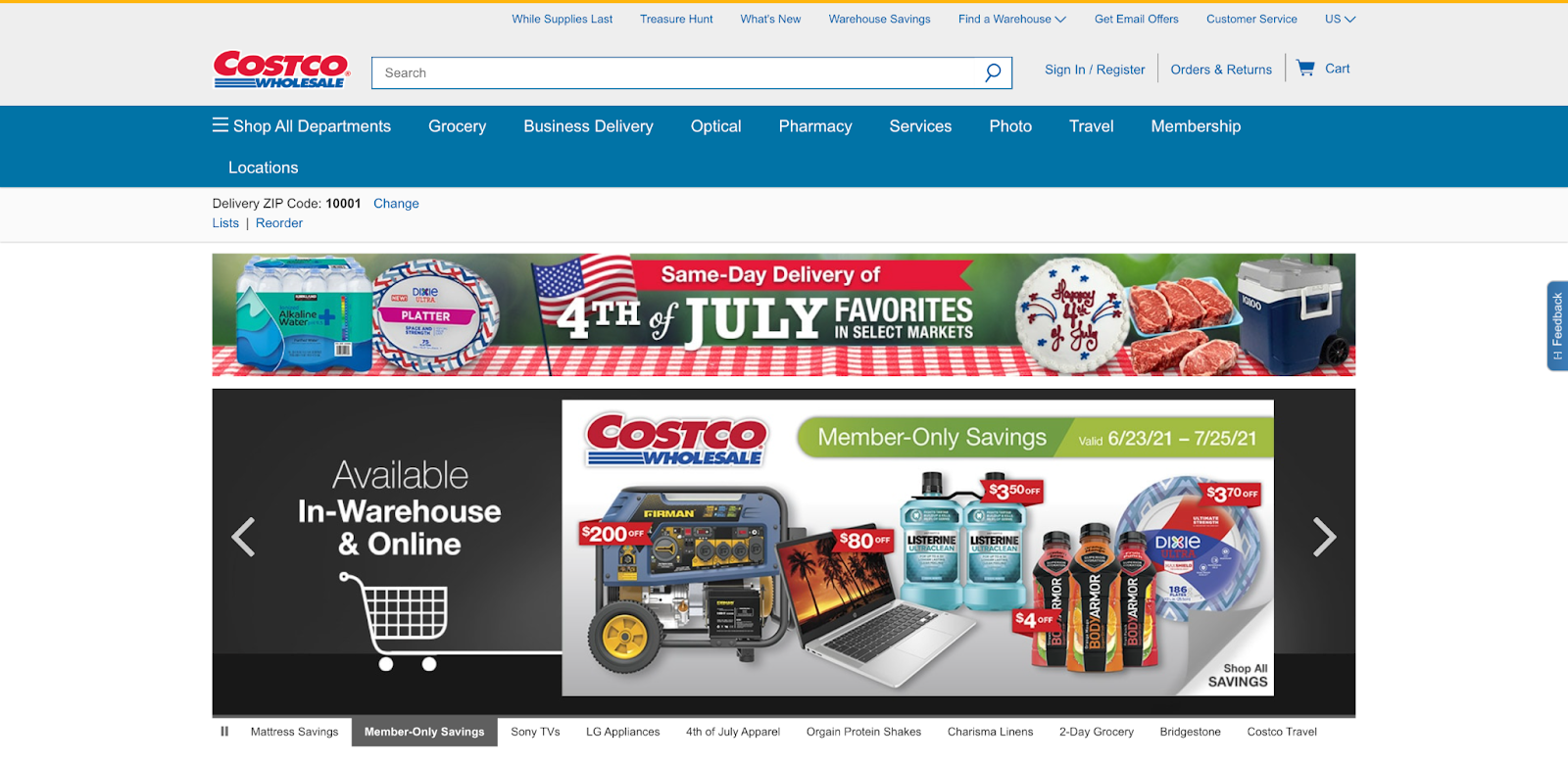 Top ecommerce sites: Costco