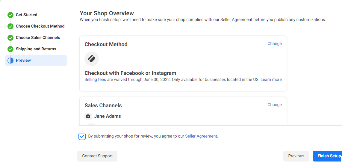 Finish Setting up Your Facebook Shop.