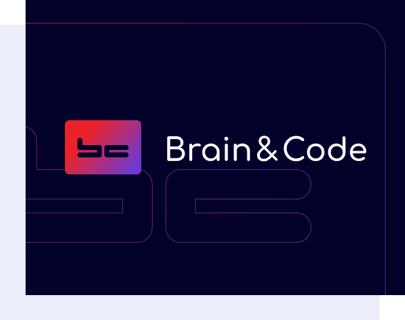 Brain & Code logo, includes a square with “bc“ in it to the left and the words Brain & Code to the right