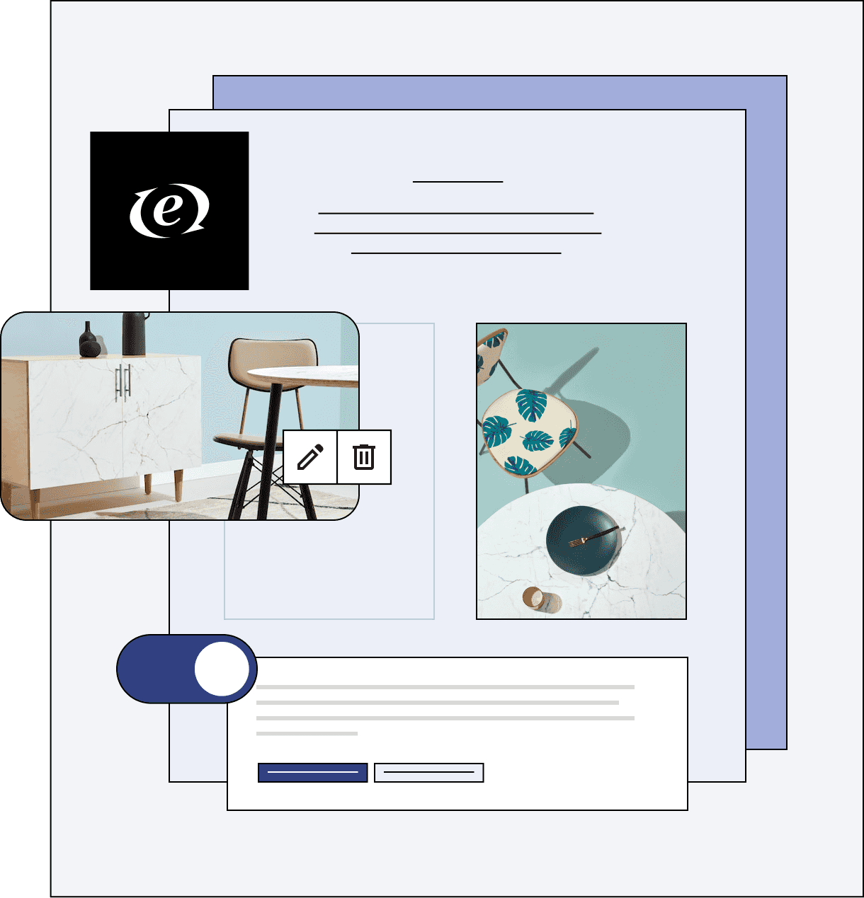 WordPress logo lays atop a freshly designed site by Lorenzo using managed WordPress hosting, he creates furniture